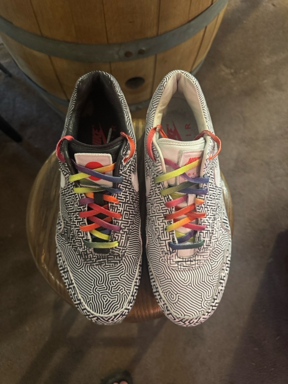 Nike Low Top Sneakers - Black & White with Rainbow Laces - Picture 11 of 16